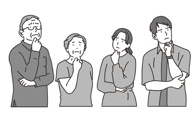 悩んでいる人たちのイラスト